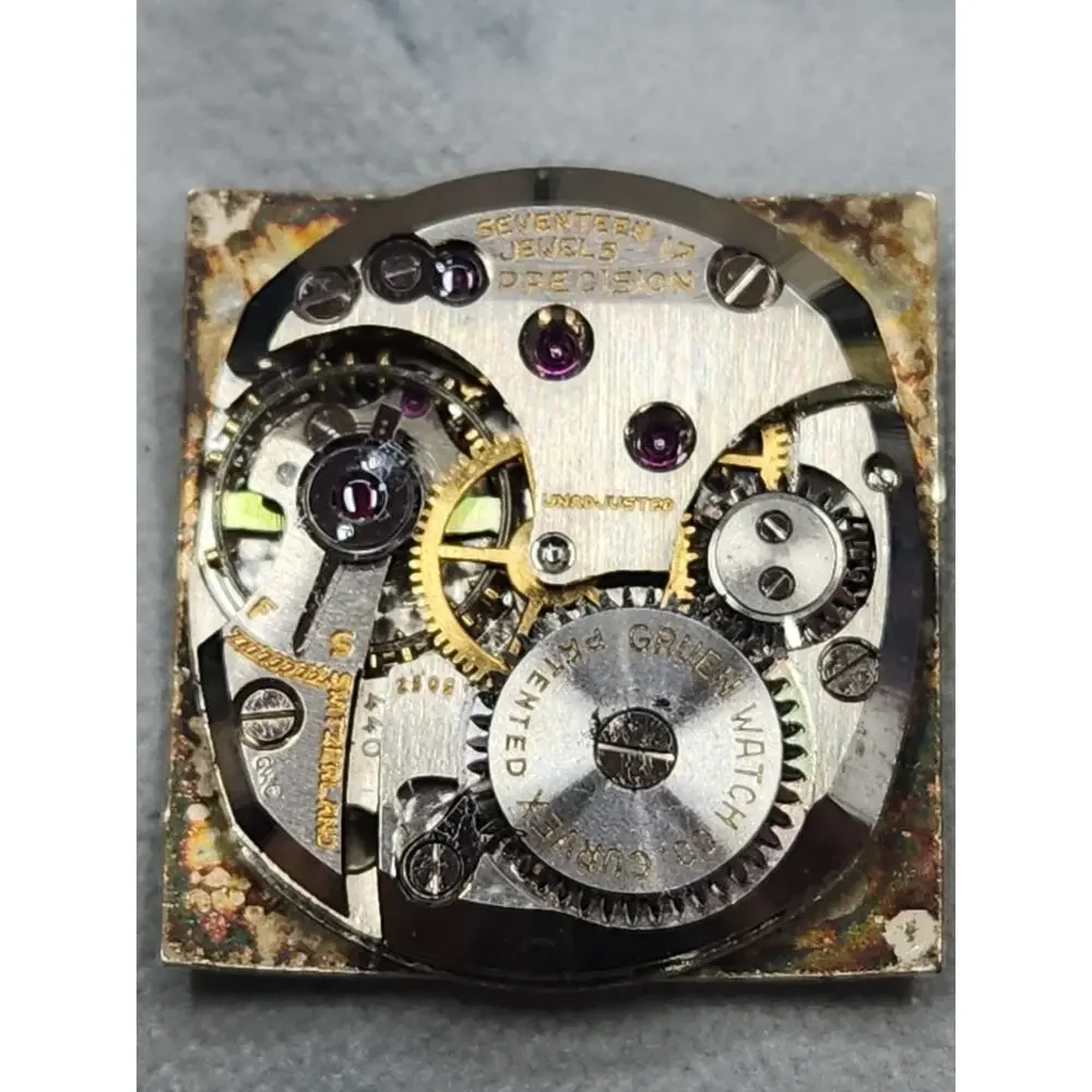 1940's GRUEN CURVEX Mens 10k Gold Filled Watch. Balance Free, No Crown